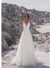 Ivory Satin Lace Wedding Dress With Horsehair Hem